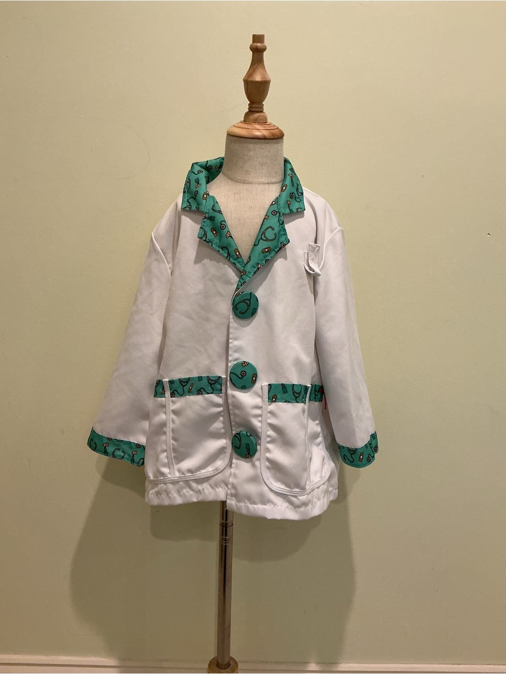 Melissa & Doug White Doctor Jacket with Teal Pattern Trim